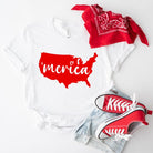 USA 'Merica PNG Sublimation Digital Download Design, on a white graphic tee.