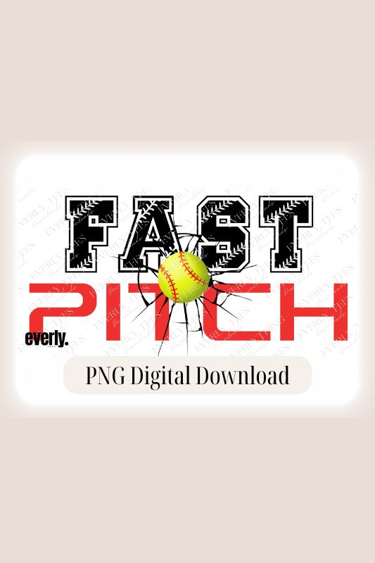 Fast pitch softball PNG sublimation digital download design, image has watermark on it. 