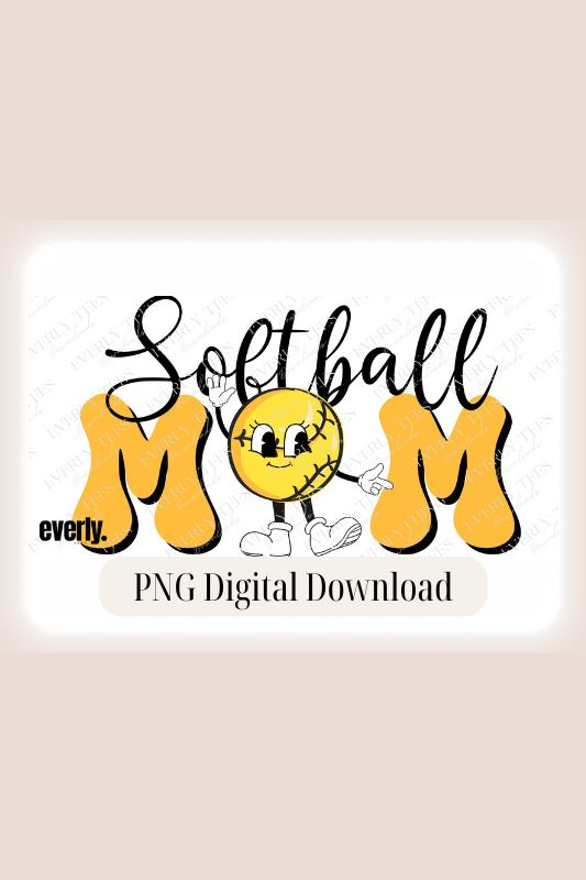 Retro Softball Mom PNG sublimation digital download design watermark image