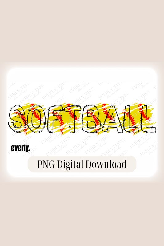 Softball Bubble Letters PNG sublimation digital download, watermark image. 