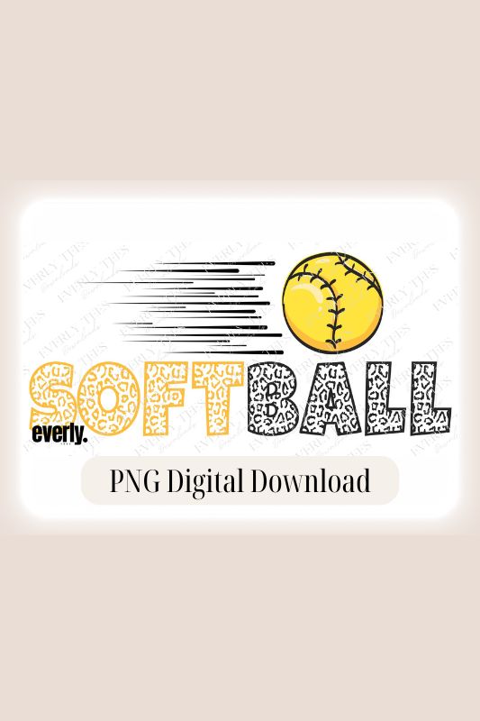 Softball PNG digital download design, watermark image