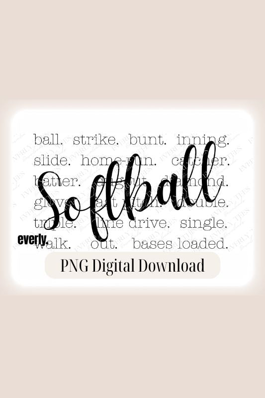 PNG Sublimation Digital Download Design with image: Softball Terminology has watermark on photo