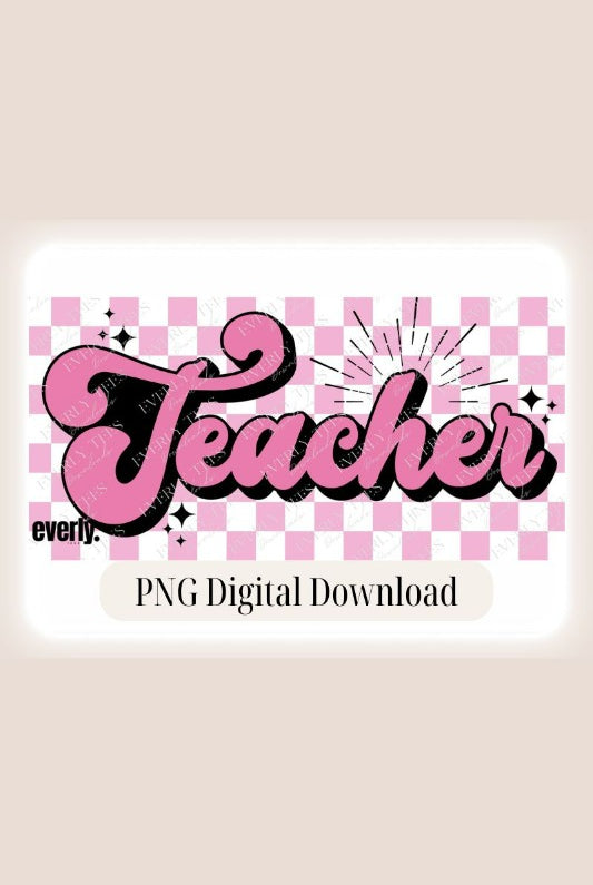 Teacher Retro Lettering PNG Sublimation Design watermark image