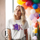 Elevate your Sigma Kappa sisterhood with our premium sublimation t-shirt download. Featuring the sorority's letters and the enchanting wild purple violets on a white shirt. 