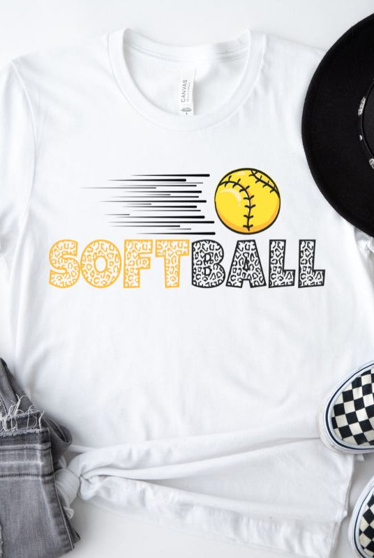 Softball PNG digital download design, on a white graphic tee