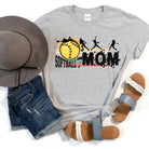Softball Mom PNG Sublimation Digital Download, on a grey graphic tee.