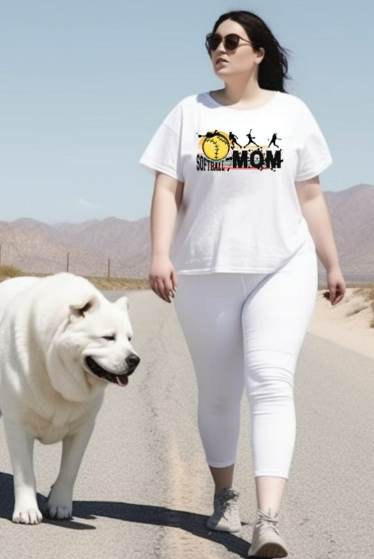Softball Mom PNG Sublimation Digital Download, on a white graphic tee.