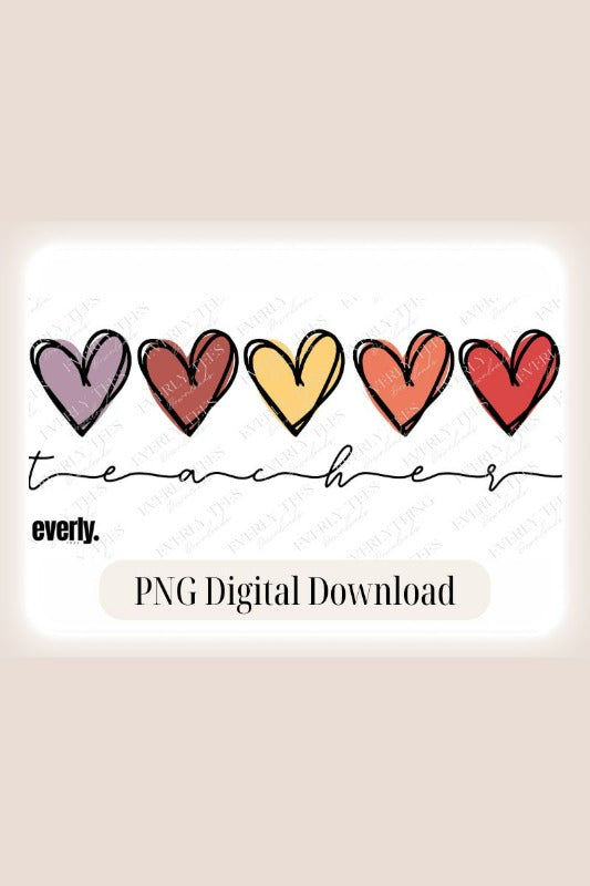 Teacher with Hearts PNG Sublimation Design watermark image