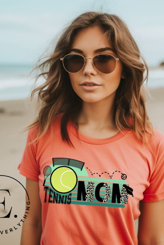 Serve up some style with our Tennis Mom shirt sublimation download. This PNG file is perfect for sublimation printing, featuring a trendy design that celebrates the pride of being a tennis mom. Show your support in fashion and make a statement on and off the court. PNG on a peach shirt. 