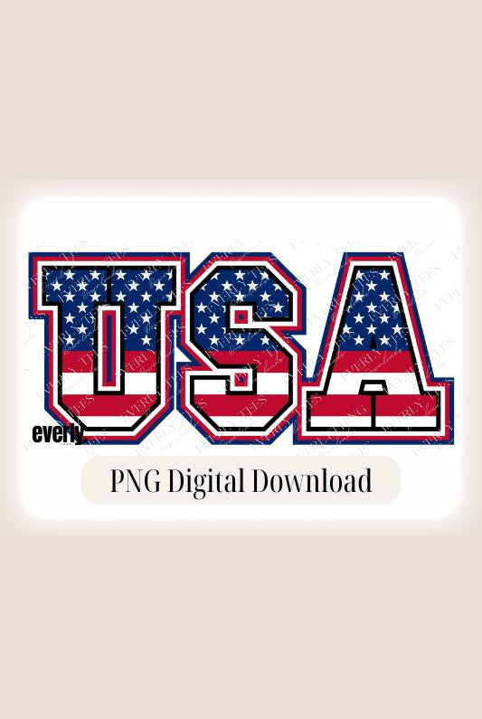USA American flag lettering PNG sublimation digital download design, watermark image. 