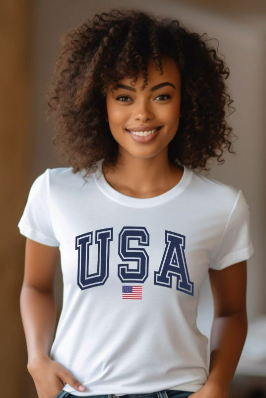 USA PNG sublimation digital download design, on a white graphic tee.