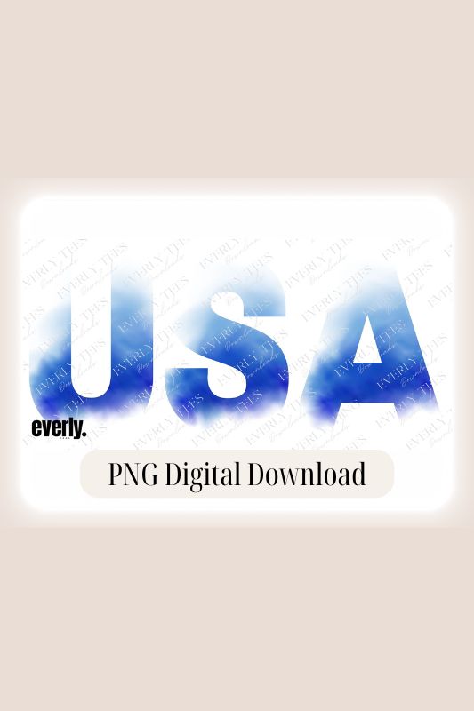 USA Smokey Blue Lettering PNG sublimation digital download design, watermark image.