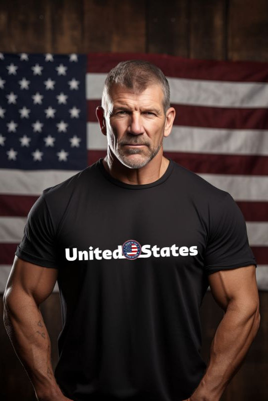 United States Made in America PNG sublimation digital download design, on a black graphic tee.