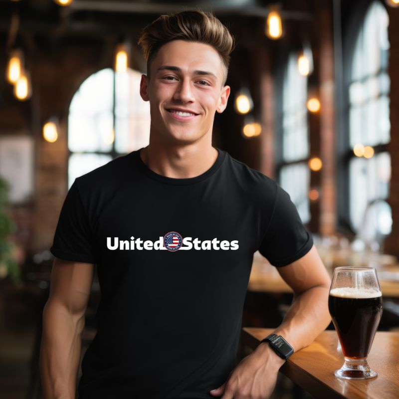 United States Made in America PNG sublimation digital download design, on a black graphic tee.