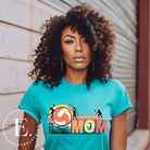 ﻿Bump, set, spike, and show your support with our Volleyball MOM shirt sublimation download. This PNG file is ideal for sublimation printing, featuring a stylish design that celebrates the pride of being a volleyball mom. PNG on a teal shirt. 