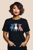 USA Boston Terriers PNG sublimation digital download design, on a black graphic tee. 