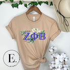 Unleash your Zeta Phi Beta sisterhood with our exclusive sublimation t-shirt download. Featuring the sorority's letters and the elegant white rose on a tan shirt.