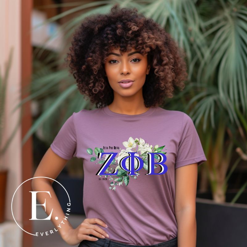 Unleash your Zeta Phi Beta sisterhood with our exclusive sublimation t-shirt download. Featuring the sorority's letters and the elegant white rose on a purple shirt. 