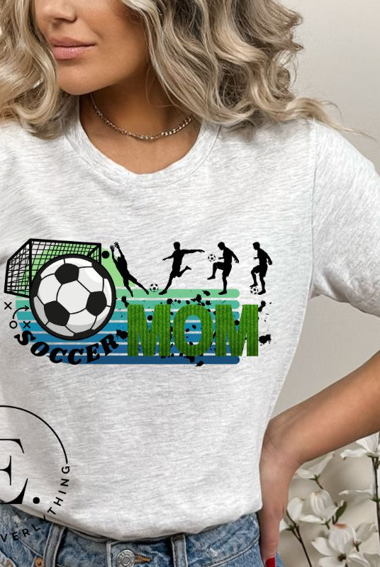 Support your soccer star on and off the field with our Soccer Mom t-shirt. Crafted with soft, breathable fabric, this shirt ensures comfort all day long. It's trendy design showcases your love for the game and your role as a proud soccer mom on a grey shirt. 