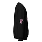  "Leo" is written in pink on the sleeve, adding a stylish touch on a black sweatshirt.