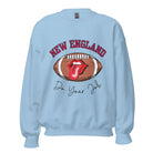 Cheer on the New England team in style with this unique sweatshirt, featuring a football and fun lips and tongue design. Emblazoned with the team's inspiring slogan "Do your Job" and the iconic New England wordmark, this comfortable blue sweatshirt.