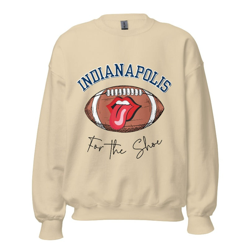 Show your Colts pride with our premium "For The Shoe" on a sand colored sweatshirt. 