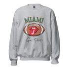 Show off your Miami Dolphins pride with this eye-catching sweatshirt, boasting a football and playful lips and tongue design. Highlighted with the team's motivating slogan "Go Fins" and the iconic Miami wordmark, on a grey sweatshirt. 