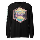 A colorful illustration of Crater Lake National Park with the text 'Crater Lake National Park' and 'Oregon 1902'. The right sleeve also has the text 'Crater Lake' on a black shirt.