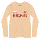 Introducing our England Rugby Backwards Letter Graphic Long Sleeve Shirt - a unique and bold representation of your love for English rugby! This long sleeve shirt features the word "England" spelled with backwards letters, creating an eye-catching and distinctive design that is sure to turn heads on a sand colored shirt. 