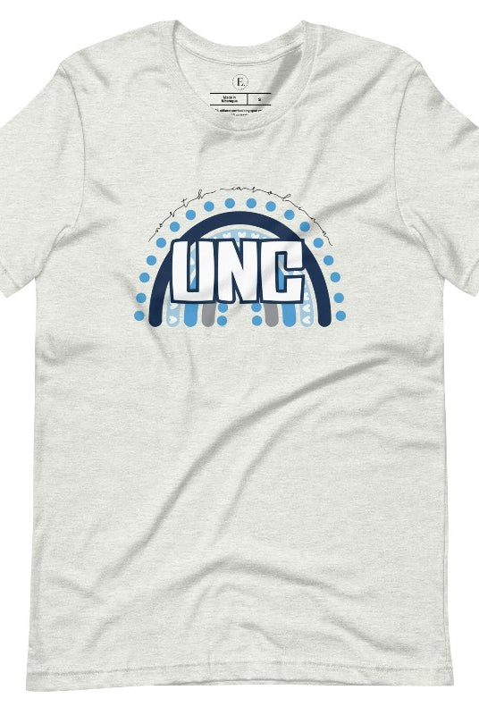 Check out this eye-catching t-shirt designed, featuring the iconic UNC letters set against a vibrant rainbow backdrop. Not only does it let you show off your school spirit, it also sends a trendy and powerful school spirit vibe on an ash shirt. 