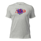 Show off your Delta Sigma Theta sisterhood with our exclusive sorority t-shirt design! The t-shirt features the sorority's letters along with the vibrant African violet, symbolizing empowerment, strength, and courage on an athletic heather grey shirt. 