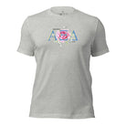 Show your Alpha Xi Delta pride with our stylish t-shirt featuring the sorority's letters and iconic pink rose on an athletic heather grey shirt. .