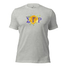 Looking for a stylish way to show your pride for Sigma Gamma Rho? Our stunning t-shirt features the sorority letters and a vibrant yellow tea rose on an athletic heather grey shirt. 