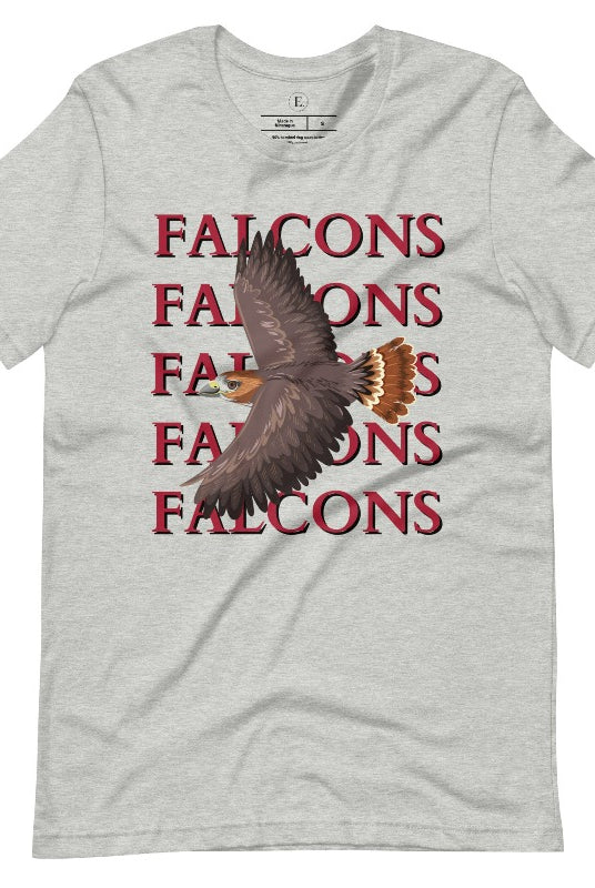 Get ready to soar with style in our Bella Canvas 3001 unisex graphic t-shirt! Featuring a bold Falcon illustration, on an athletic heather grey shirt. 