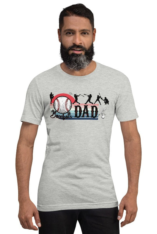 Baseball Dad PNG Sublimation Design on a grey graphic tee