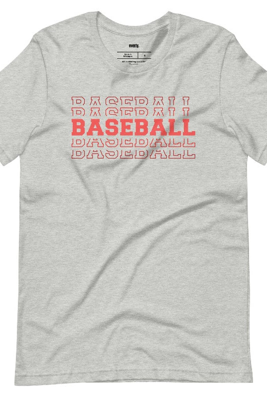 Baseball Sports Lettering Graphic Tee - Unisex style, perfect for men and women. Show your love for baseball with this stylish design. Get yours now! Grey graphic Tee