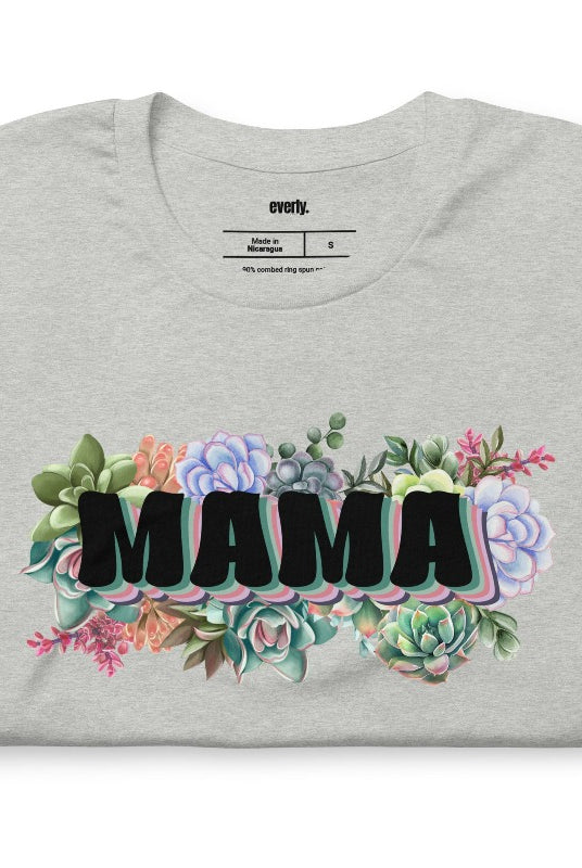 "Mama" Graphic Tee with Succulent Plants - Grey Graphic Tee for Moms | Mama Shirts, Mom Shirts