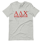 Athletic heather grey graphic tee featuring Alpha Delta Chi letters with 'Alpha Delta Chi' written below