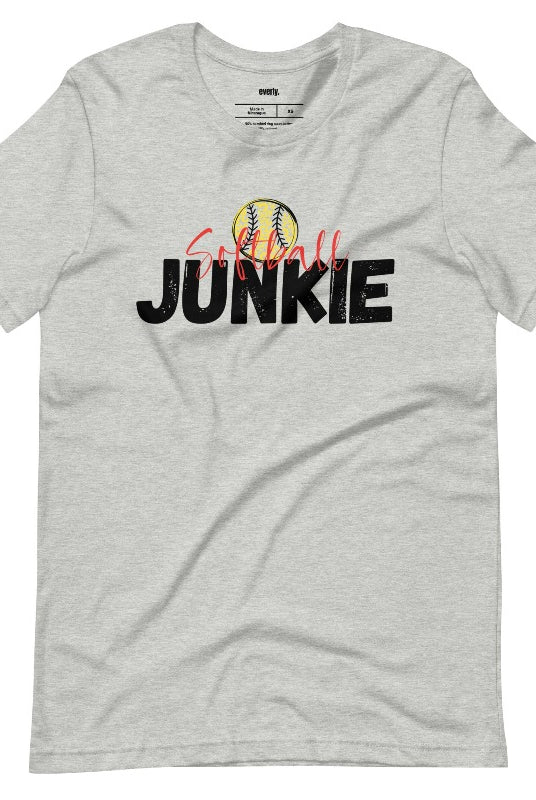 Softball Junkie grey graphic tee.