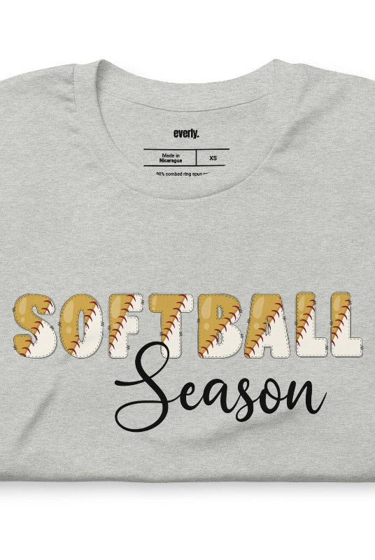 Softball season grey graphic tee.