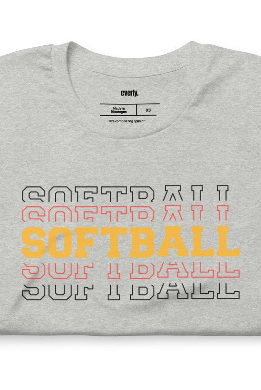Softball sports lettering grey graphic tee.