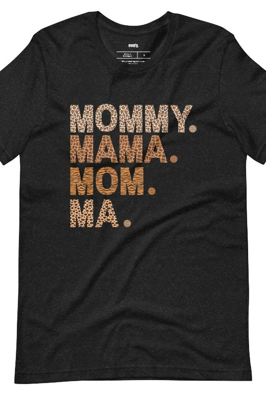 "Mommy Mama Mom Ma" Animal Print Graphic Tee - Black Graphic Tee for Stylish Moms | Mama Shirts, Mom Shirts