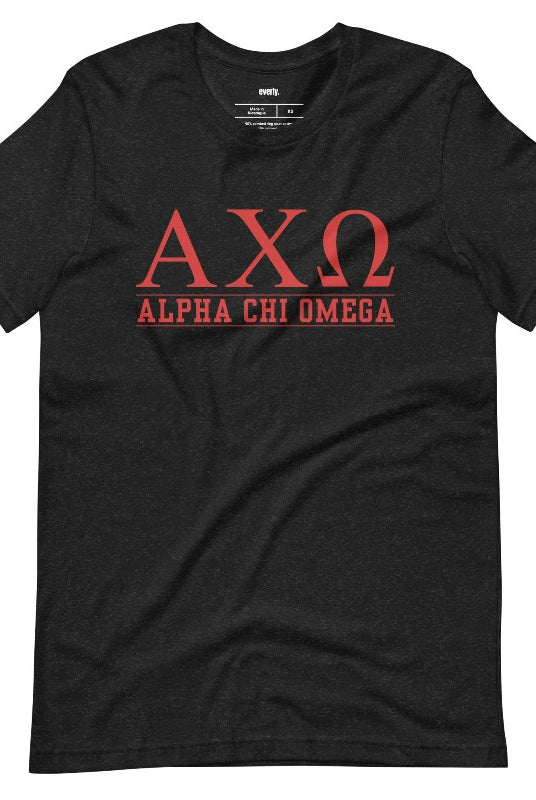 Chic Alpha Chi Omega graphic tee - a must-have for sorority shirts, combining style and sisterhood pride. Black Graphic Tee