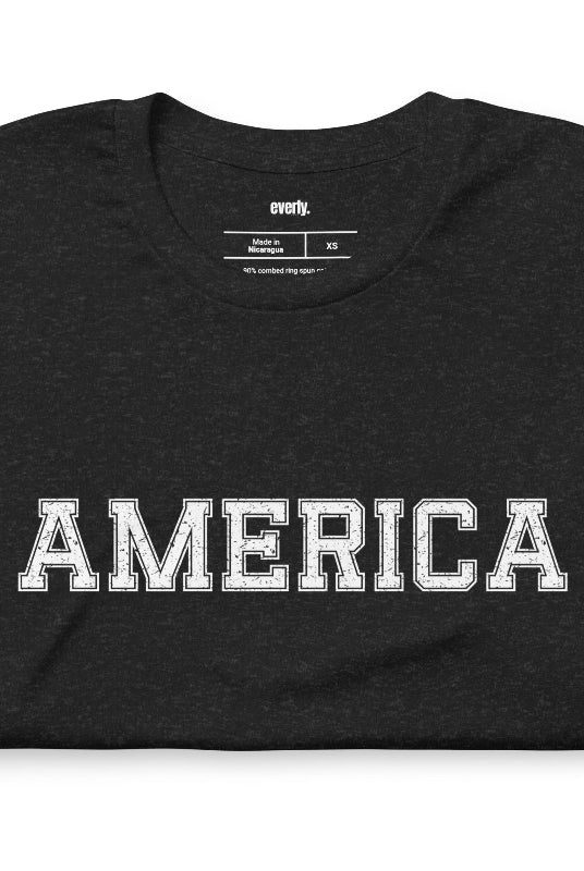 America Sports Lettering PNG Sublimation Design on a black shirt