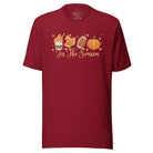Tis the Season Fall Shirt! Fall Coffee, Fall Leaf, Football, Pumpkin on front chest of a cardinal colored shirt