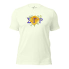 Looking for a stylish way to show your pride for Sigma Gamma Rho? Our stunning t-shirt features the sorority letters and a vibrant yellow tea rose on a citron shirt. 