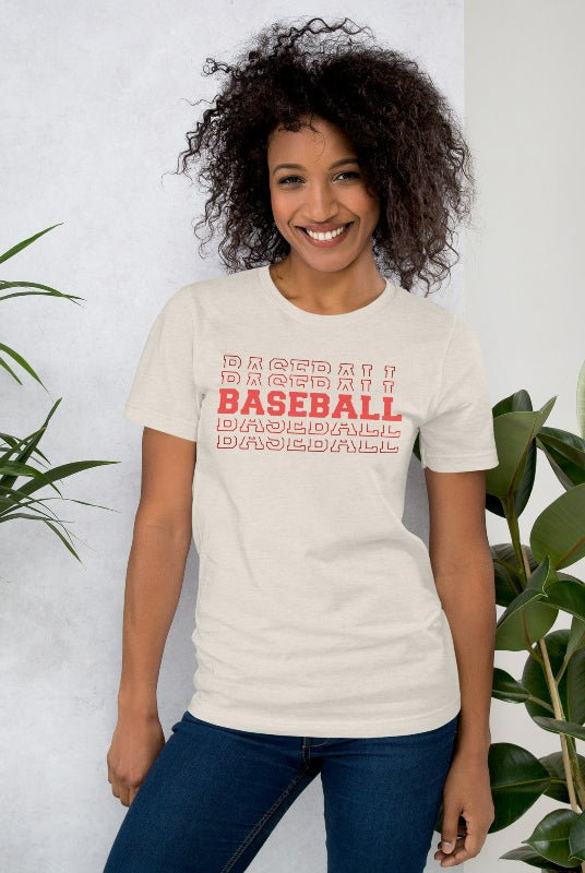 Baseball Sports Lettering Graphic Tee - Unisex style, perfect for men and women. Show your love for baseball with this stylish design. Get yours now! Cream graphic Tee