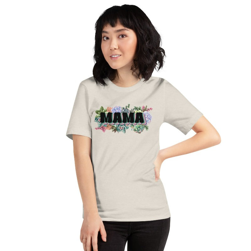 "Mama" Graphic Tee with Succulent Plants - Cream Graphic Tee for Moms | Mama Shirts, Mom Shirts