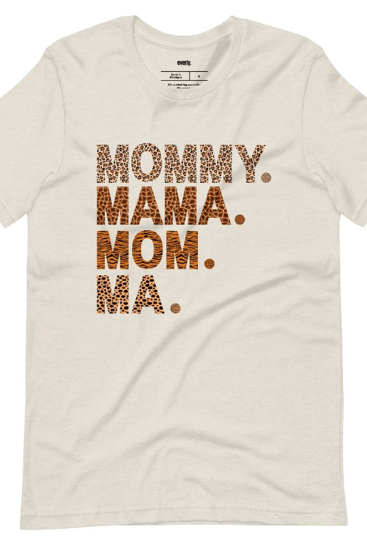 "Mommy Mama Mom Ma" Animal Print Graphic Tee - Cream Graphic Tee for Stylish Moms | Mama Shirts, Mom Shirts