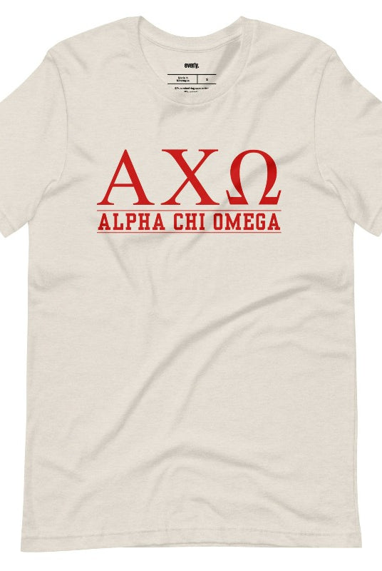 Chic Alpha Chi Omega graphic tee - a must-have for sorority shirts, combining style and sisterhood pride. Cream Graphic Tee